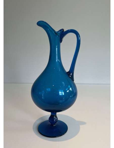 Blue Glass Pitcher+ Contemporary work, circa 70-Bozaart