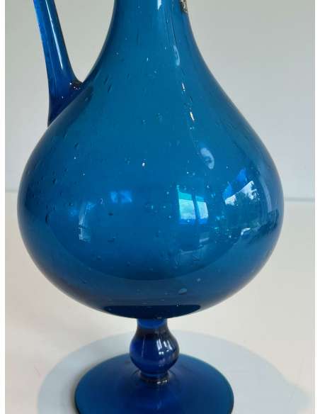 Blue Glass Pitcher+ Contemporary work, circa 70-Bozaart