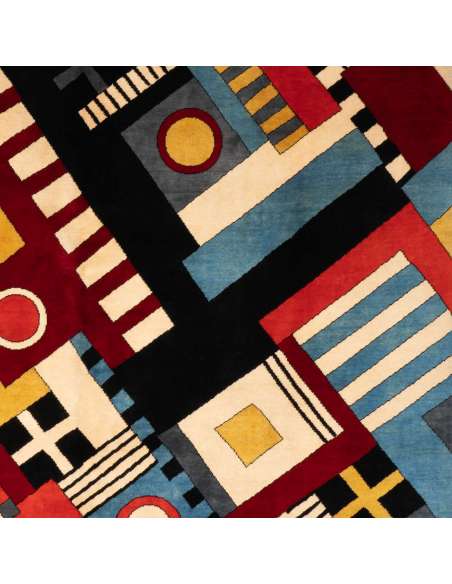 Tapis en laine aux motifs géométrique noué à la main, travail contemporain-Bozaart