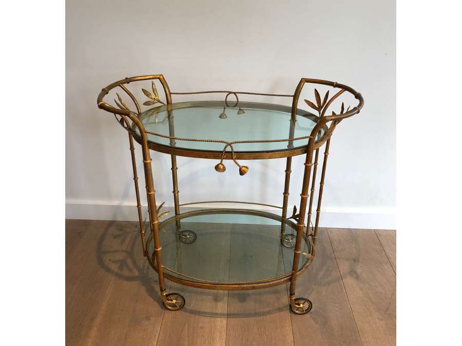 Vintage Gilded Metal Rolling Table, year 70