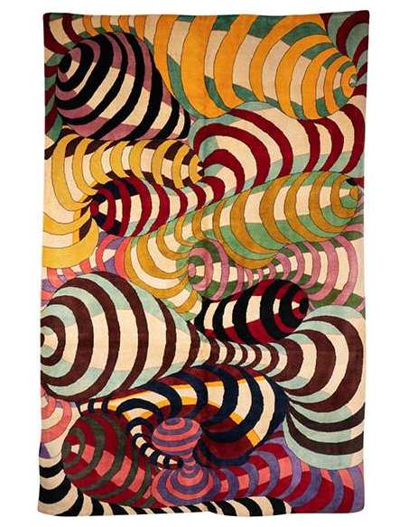 Tapis à motifs de spirales en laine, Travail contemporain-Bozaart