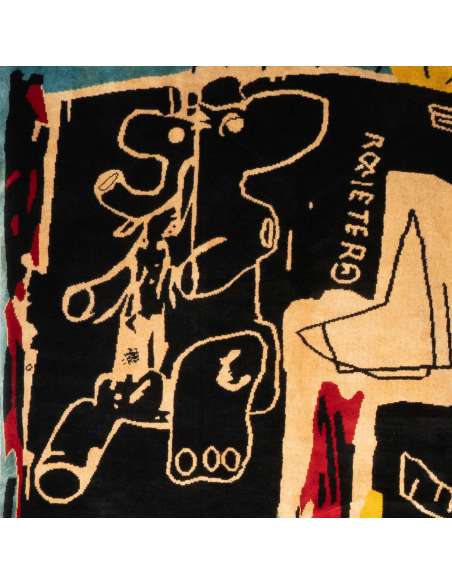 Tapis,« Melting Point of Ice » Jean Michel Basquiat. Travail contemporain, année 80-Bozaart