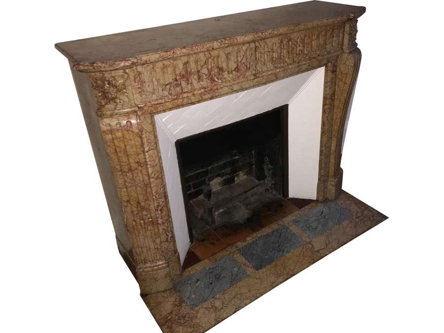 Pretty antique Louis XVI style fireplace in yellow valence marble