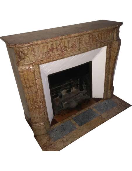 Pretty antique Louis XVI style fireplace in yellow valence marble-Bozaart