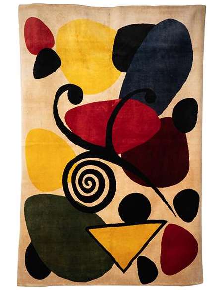 D’après Alexandre Calder. Tapis, ou tapisserie abstrait et en laine. Travail contemporain.-Bozaart
