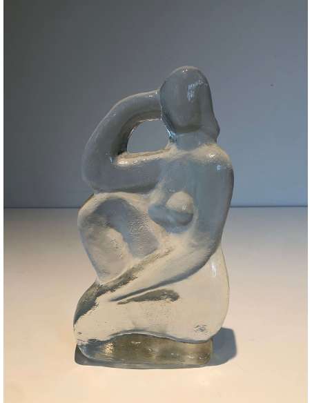 Sculpture en verre de style art déco, Travail français, année 70-Bozaart