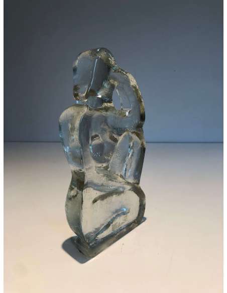 Sculpture en verre de style art déco, Travail français, année 70-Bozaart