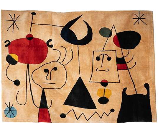 Rug, or tapestry, inspired by Joan Miro. Contemporary work.