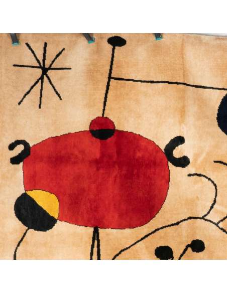 Tapis, ou tapisserie, inspiré par Joan Miro. Travail contemporain.-Bozaart