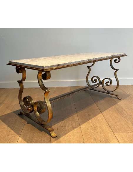 Wrought iron coffee table + Modern design, year 40-Bozaart