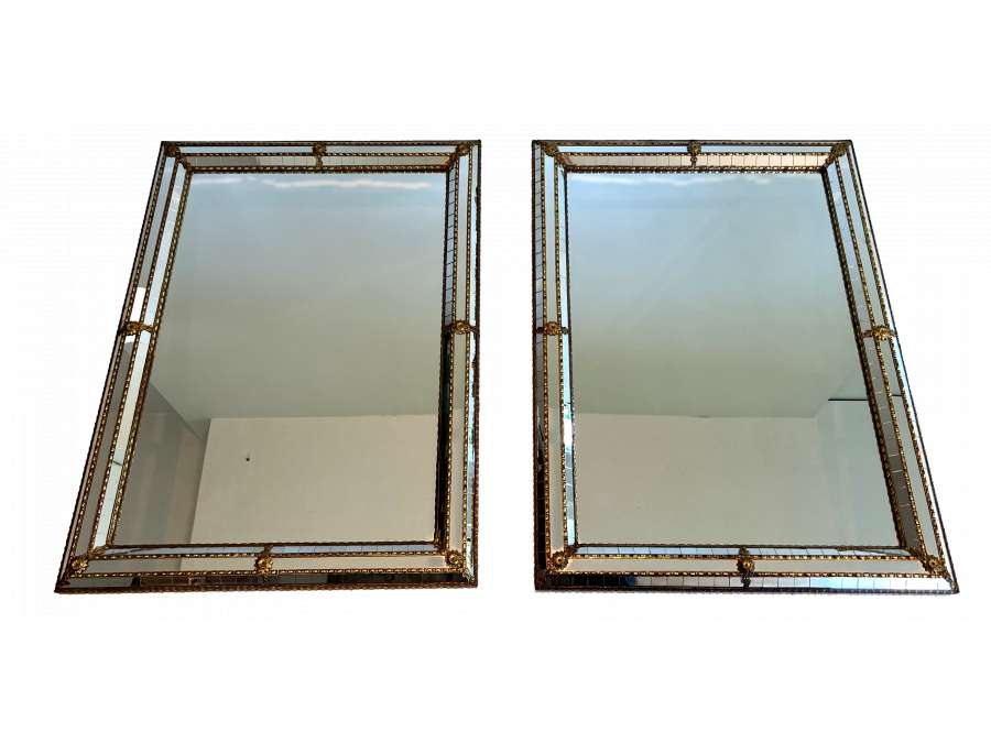 Brass rectangular mirror Contemporary , circa 1970