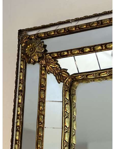 Brass rectangular mirror Contemporary circa 1970-Bozaart
