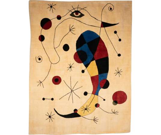 Wool carpet. Contemporary work by Joan Miro