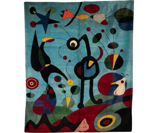 Tapis en Laine, Travail contemporain de Joan Miro, année 20