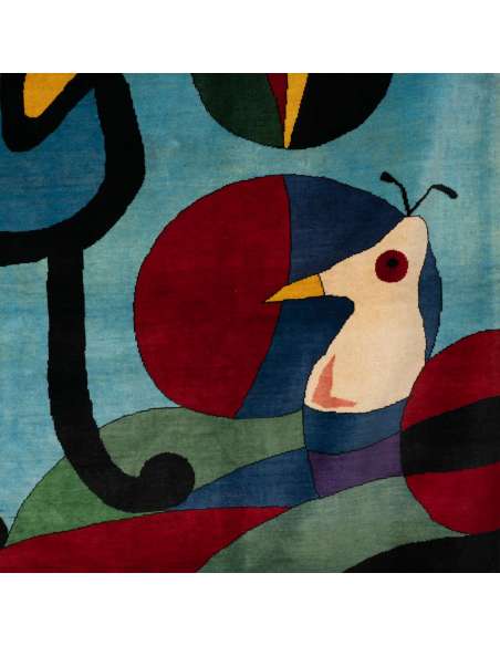 Tapis en Laine, Travail contemporain de Joan Miro, année 20-Bozaart
