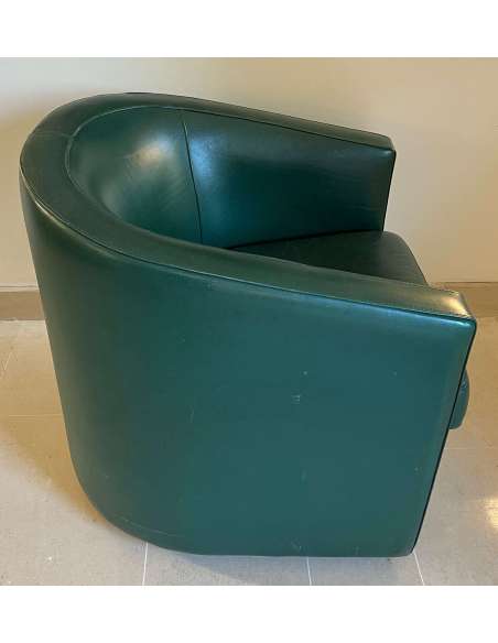 Art Deco style leather armchair + Contemporary design, 80's-Bozaart