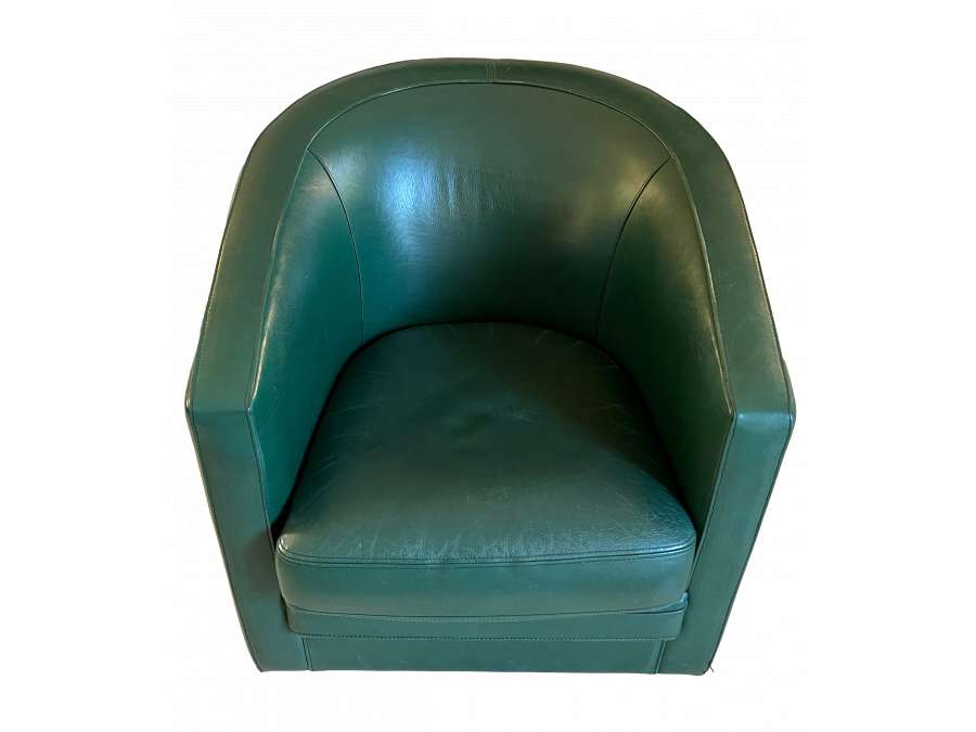 Art Deco style leather armchair + Contemporary design, 80's