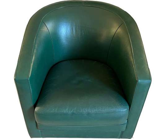 Art Deco style leather armchair + Contemporary design, 80's