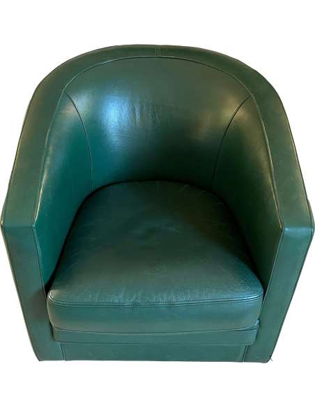 Art Deco style leather armchair + Contemporary design, 80's-Bozaart