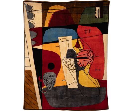 Taureau XIII" wool rug. Contemporary work, year 50