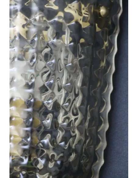 Pair of Smoked Textured Murano Glass Wall Sconces-Bozaart