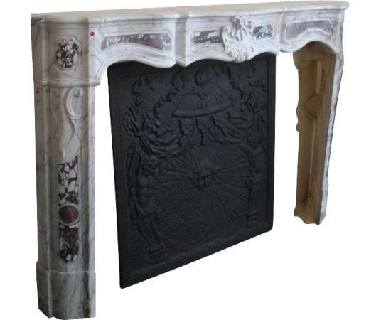 Magnificent antique louis XV provencal period fireplace in white carare marble.