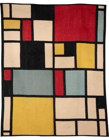 Tapis en Laine inspiré par Piet Mondrian. Travail contemporain-Bozaart