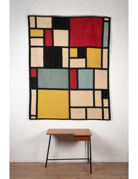 Tapis en Laine inspiré par Piet Mondrian. Travail contemporain-Bozaart