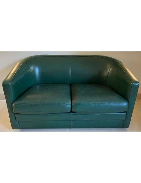 Three-seater sofa in leather, Art Deco style+ Contemporary design, Year 80-Bozaart