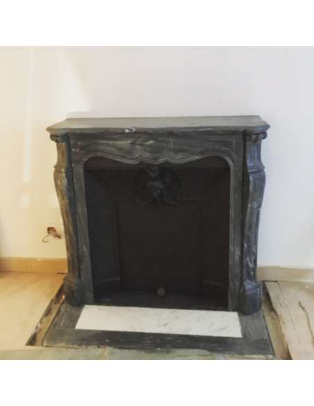 Antique late 19th century blue turquin marble fireplace known as pompadour on louis xv feet-Bozaart