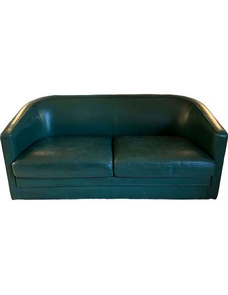 Three-seater sofa in leather, Art Deco style+ Contemporary design, Year 80-Bozaart