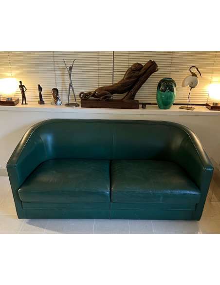 Set of two sofas and a leather armchair in the Art Deco style + Contemporary design, 1980s-Bozaart