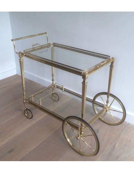 Neoclassical brass rolling table + French work, year 40-Bozaart