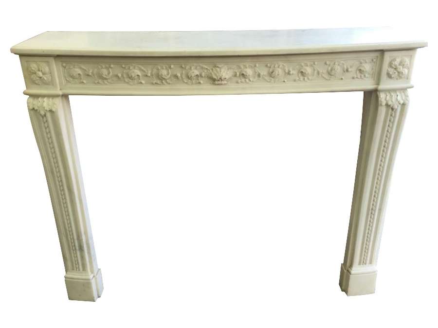 Rare old fireplace in white statuary marble