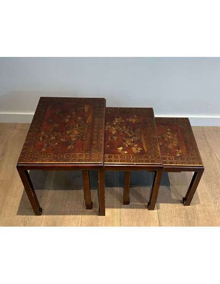 Suite of Three Lacquered Tables + French Work, Year 40-Bozaart