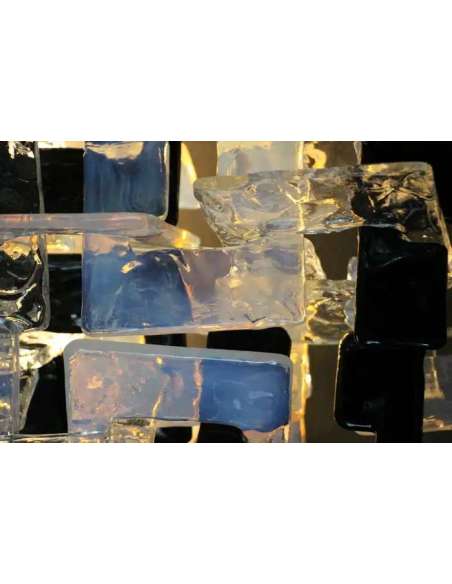 Paire d'appliques en verre opalescent et cristal par Carlo Nason-Bozaart