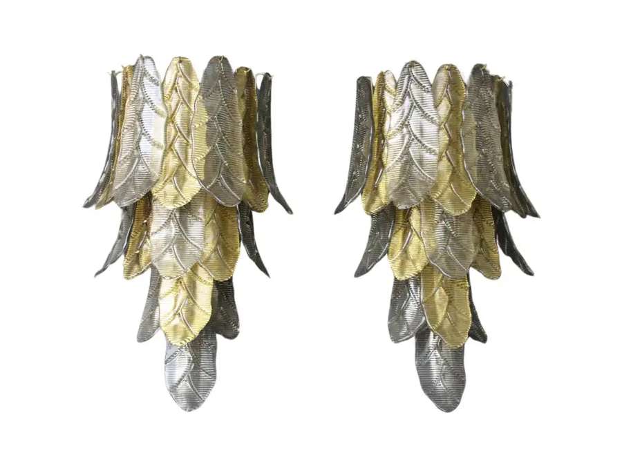 Pair of Smoked Murano Glass Wall Sconces by Barovier & Toso