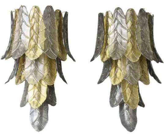 Pair of Smoked Murano Glass Wall Sconces by Barovier & Toso