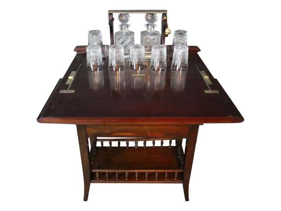 1920s English Bar with Baccarat Crystal Glasses