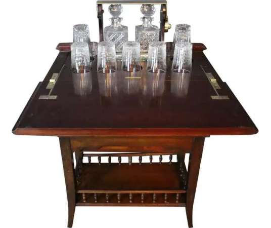 1920s English Bar with Baccarat Crystal Glasses