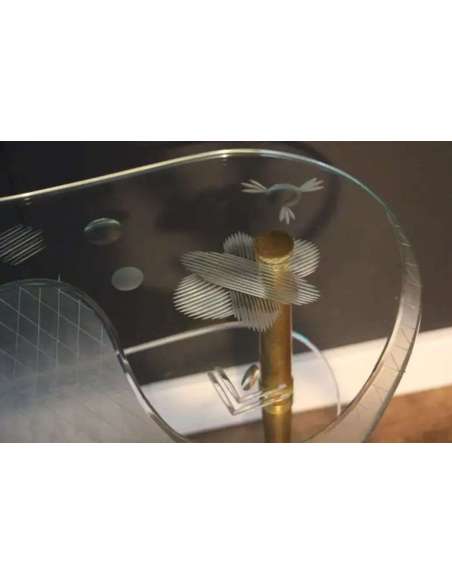 Hand-Engraved Glass Coffee Table-Bozaart