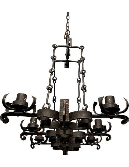 Gothic style wrought iron chandelier + Contemporary work, year 50-Bozaart
