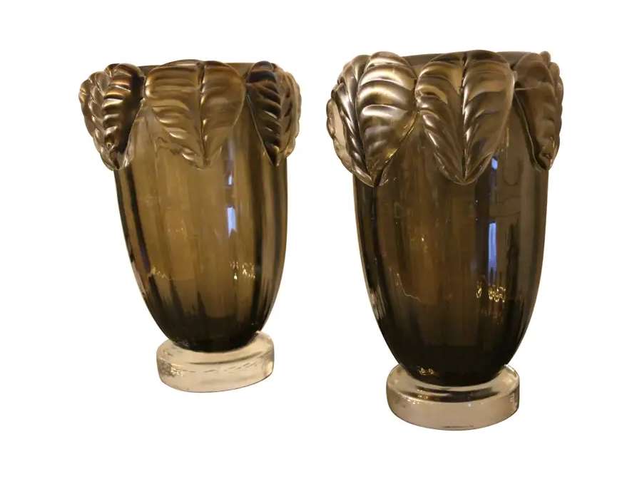 21st Century Smoked Glass Murano Vases+by Costantini