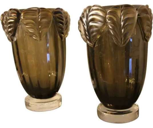 21st Century Smoked Glass Murano Vases by Costantini