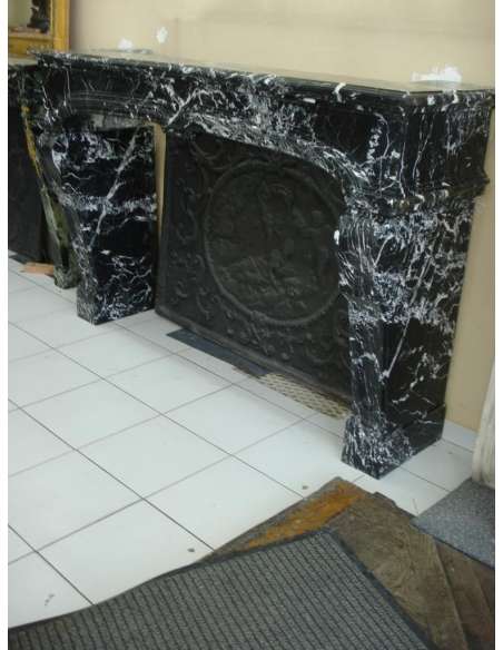Louis xiv period fireplace in large antique black marble-Bozaart