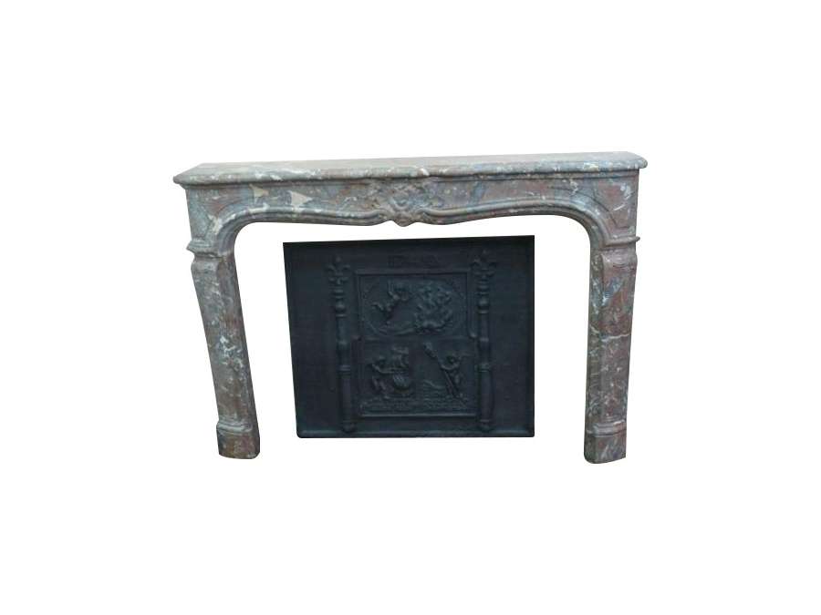 Very beautiful antique louis xv period fireplace in royal red marble.