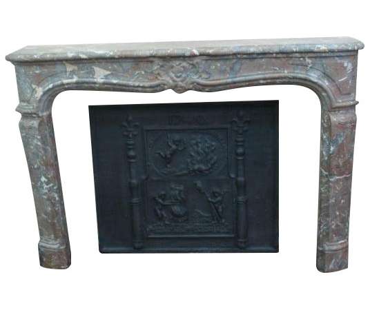 Very beautiful antique louis xv period fireplace in royal red marble.