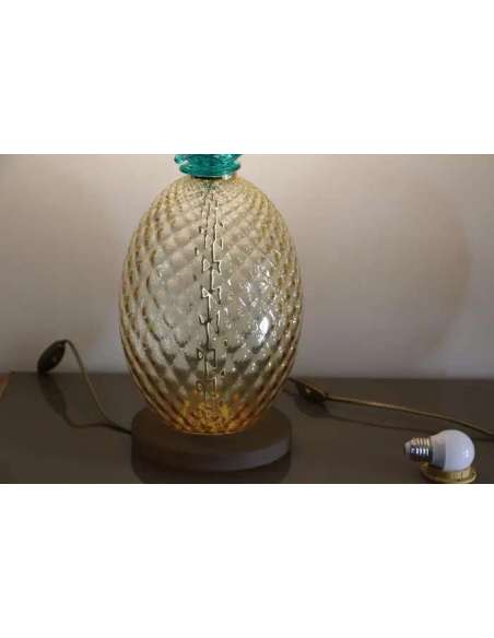 21st Century Murano Glass Lamps in Emerald Green and Amber-Bozaart