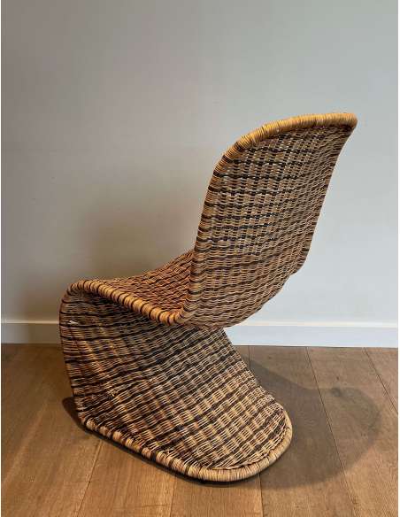 Suite of four wicker chairs + Contemporary work, circa 70-Bozaart