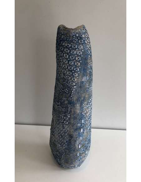 Ceramic vase + French work, year 70-Bozaart